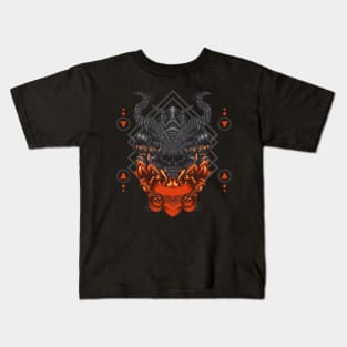 Skull with ornament art Kids T-Shirt